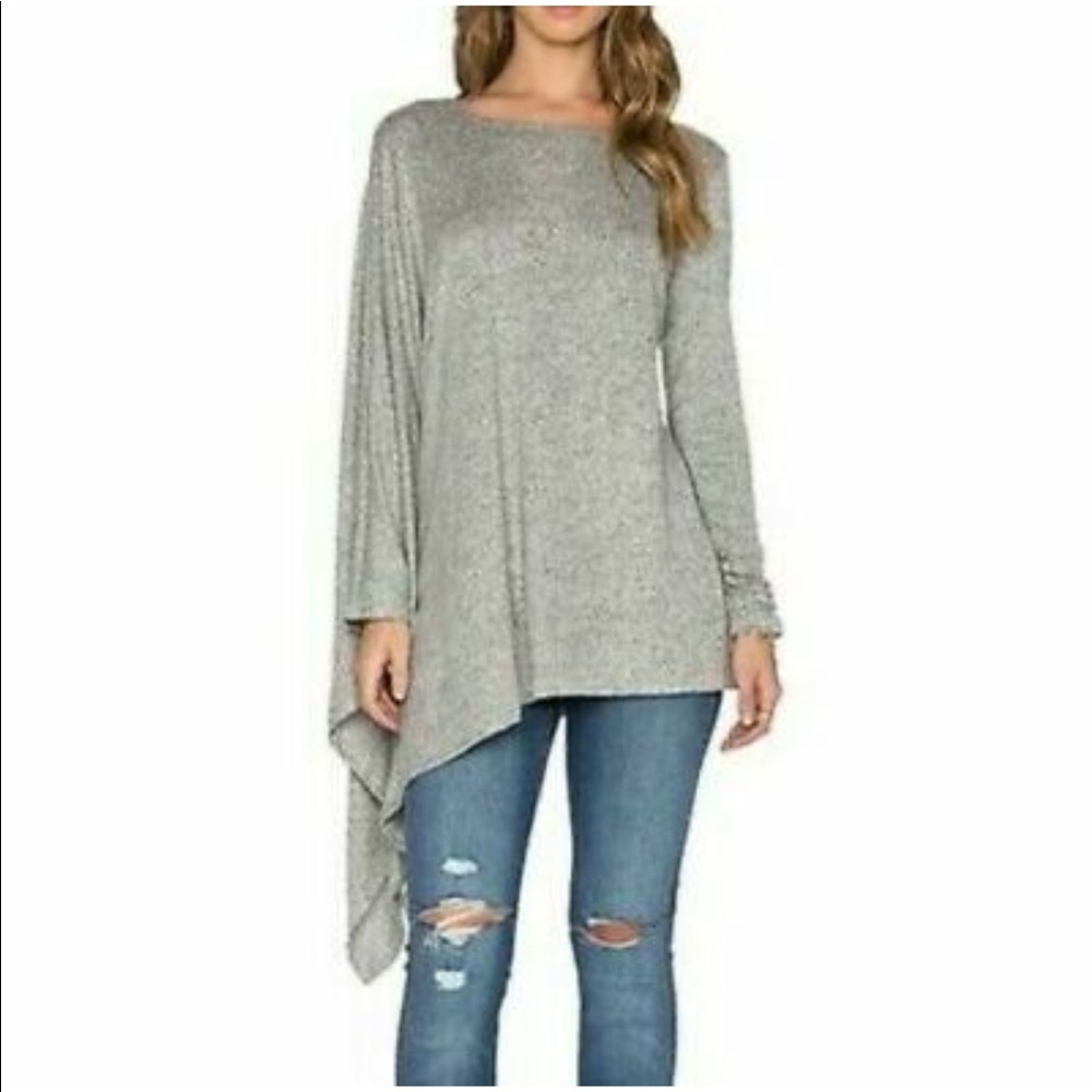 Hye Park And Lune Melange Dark Gray Poncho Sweater